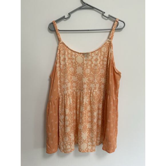 Torrid Tank Top Boho Festival Button Camisole Orange Floral Size 2 Ruffle - Picture 4 of 7